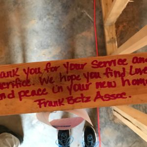 Notes of congratulations and gratitude left for the new home owners